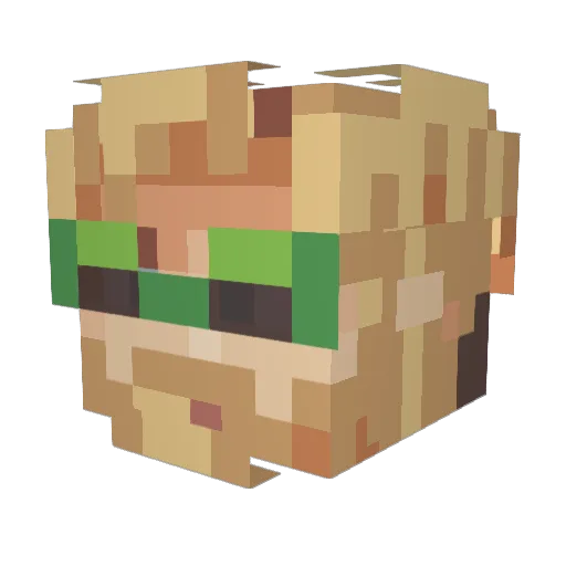 BoomerBedwars Minecraft avatar head, 3D render