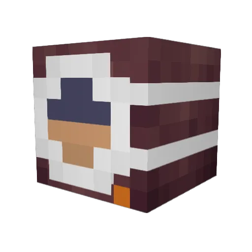 Bootskiing Minecraft avatar head, 3D render