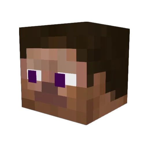 Bottomtexting Minecraft avatar head, 3D render