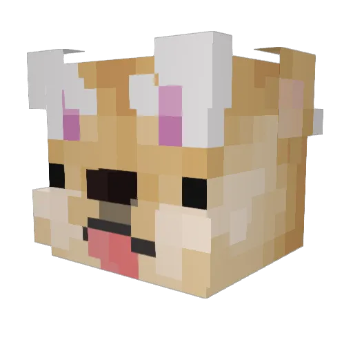 Boulldog Minecraft avatar head, 3D render