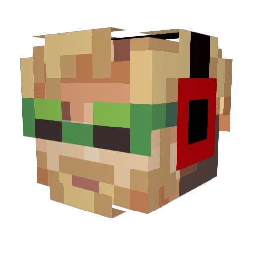 Braatwuurst Minecraft avatar head, 3D render