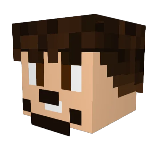 Brhunette Minecraft avatar head, 3D render
