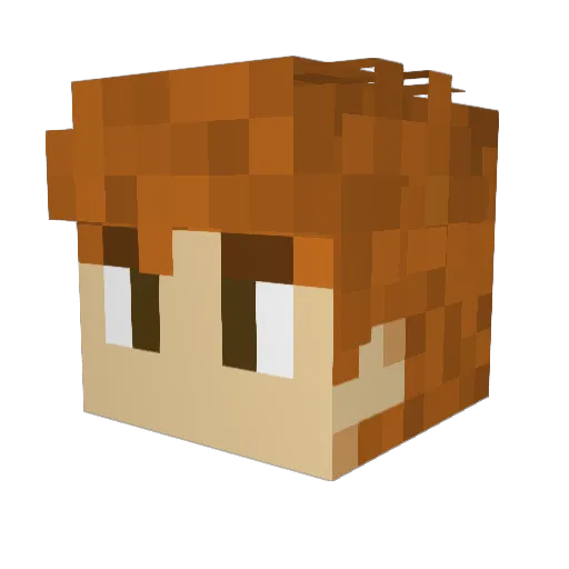 Brickie_ Minecraft avatar head, 3D render