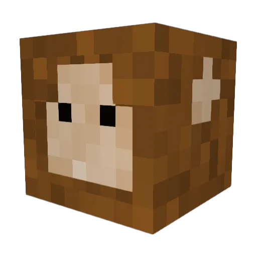 Brickish Minecraft avatar head, 3D render