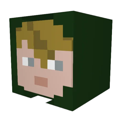 Buab Minecraft avatar head, 3D render