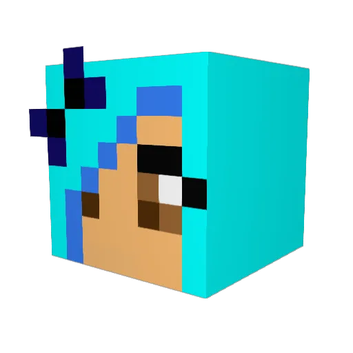 Buguy Minecraft avatar head, 3D render