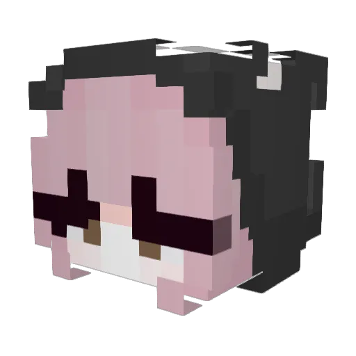BunniiBelle Minecraft avatar head, 3D render