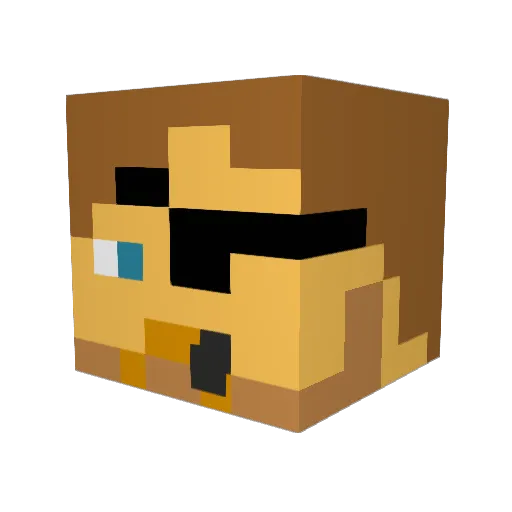 Bushyboots Minecraft avatar head, 3D render