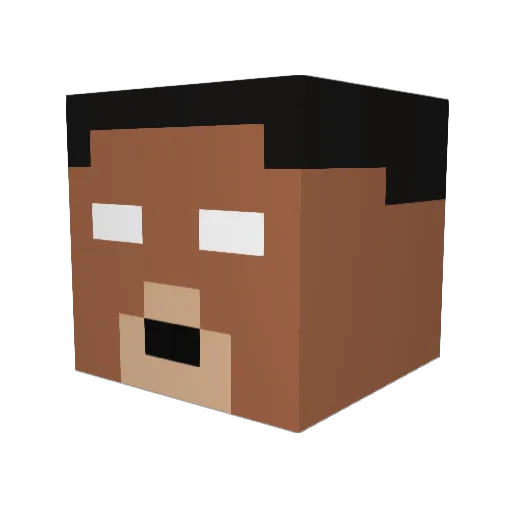 Bustarde Minecraft avatar head, 3D render