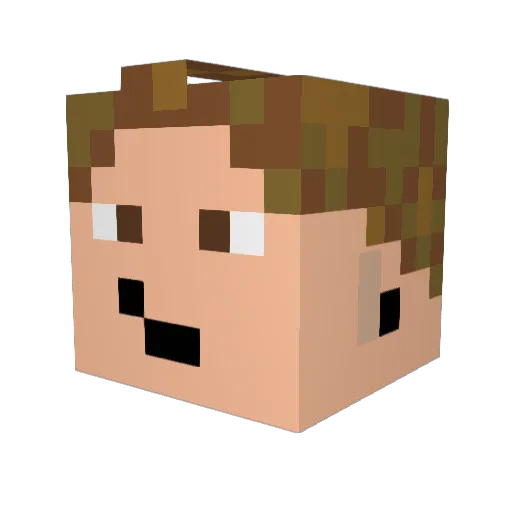 BusterMan Minecraft avatar head, 3D render