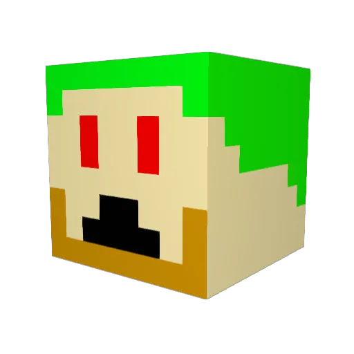 Buttwiskers Minecraft avatar head, 3D render