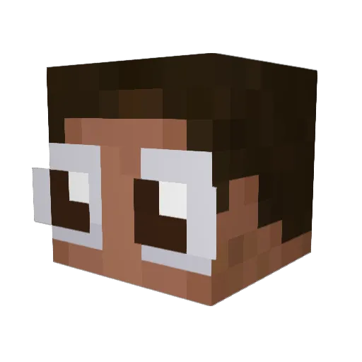 Buzzing Minecraft avatar head, 3D render