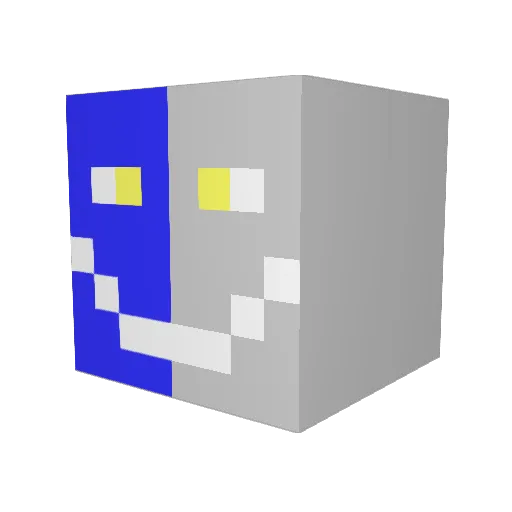 Bxue Minecraft avatar head, 3D render