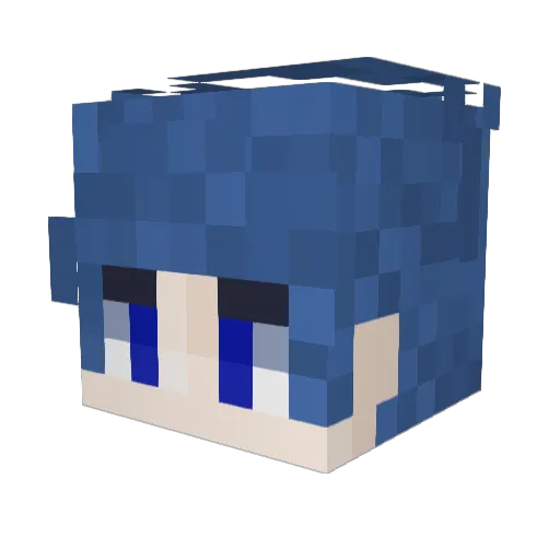 CC_long Minecraft avatar head, 3D render