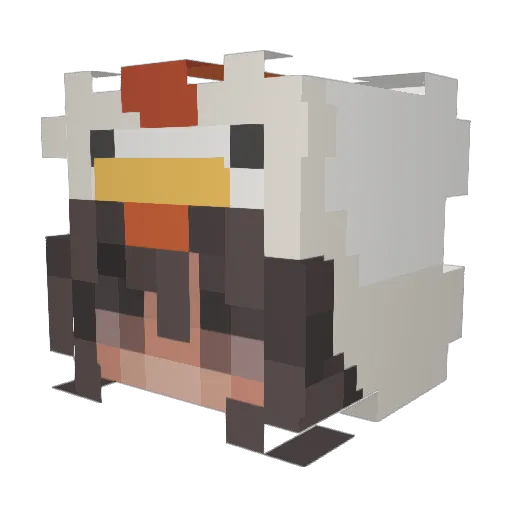 CHlCKENBUTT Minecraft avatar head, 3D render
