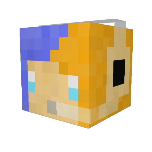 CLAIREsmiling Minecraft avatar head, 3D render