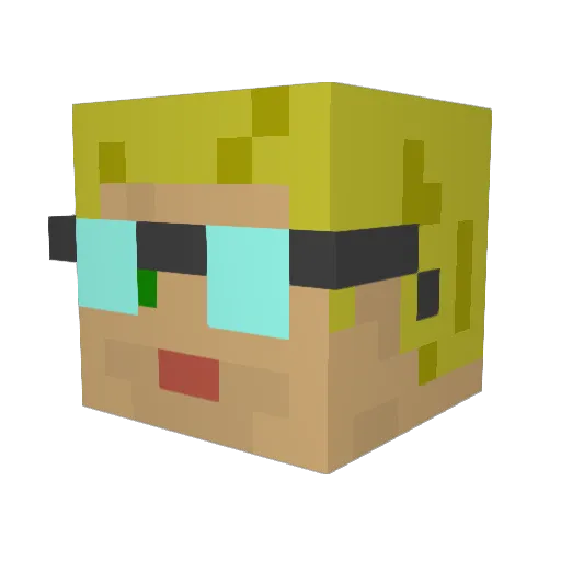 Camchord Minecraft avatar head, 3D render