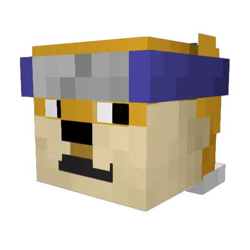 Camcordered Minecraft avatar head, 3D render