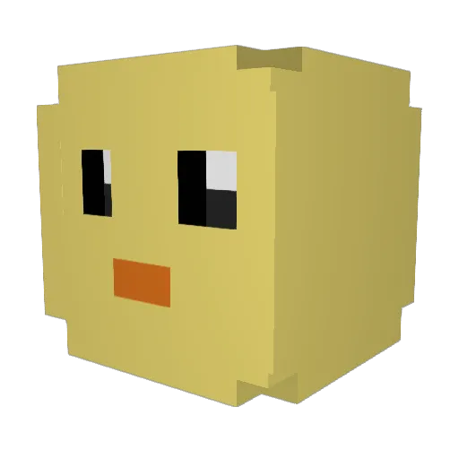 Cannibalized Minecraft avatar head, 3D render