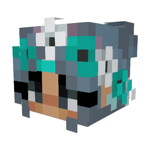 Canoodled Minecraft avatar head, 3D render