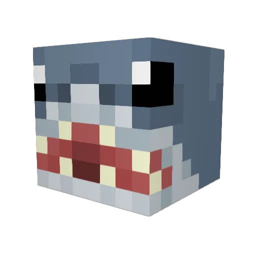 CappyShark Minecraft avatar head, 3D render