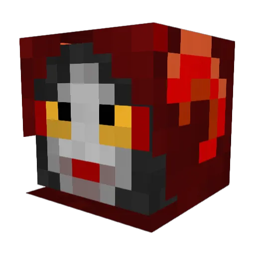 Carmineloom Minecraft avatar head, 3D render