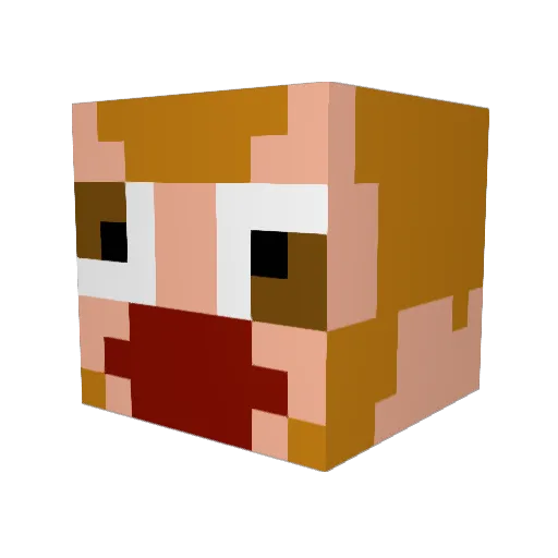 CaruGod Minecraft avatar head, 3D render