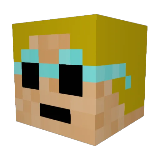 Cassinoman Minecraft avatar head, 3D render