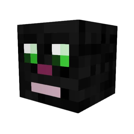 CatBlack Minecraft avatar head, 3D render
