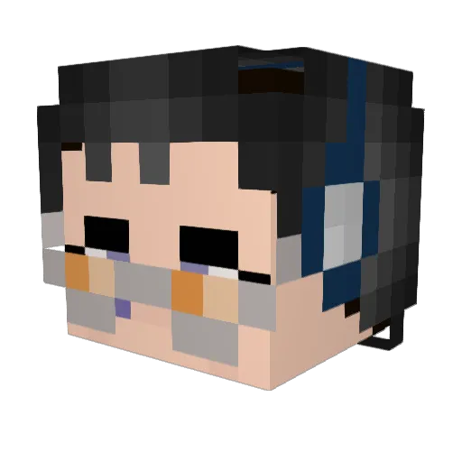 CatInJacket Minecraft avatar head, 3D render