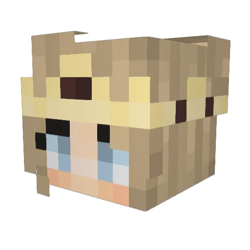 Catified Minecraft avatar head, 3D render