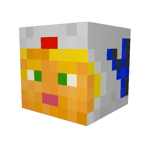 Celebrant Minecraft avatar head, 3D render