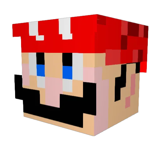 ChaddyMario Minecraft avatar head, 3D render