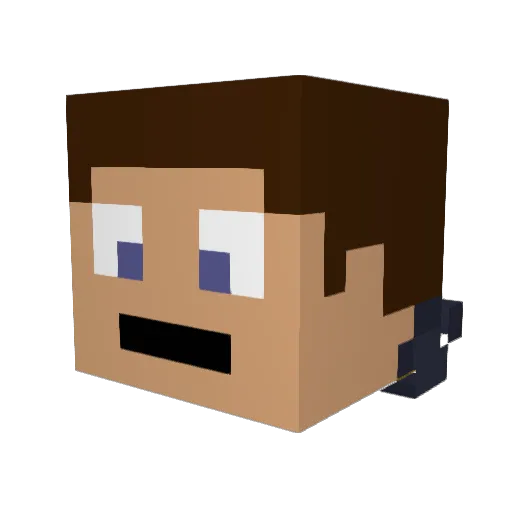 Channed Minecraft avatar head, 3D render