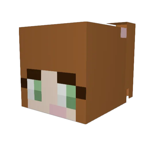 Charamelatte Minecraft avatar head, 3D render