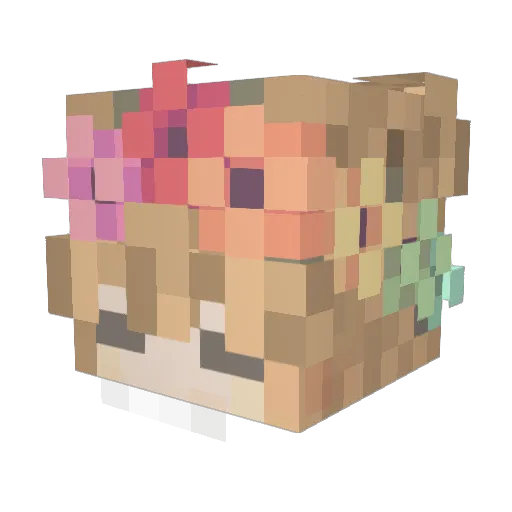 Chechara Minecraft avatar head, 3D render