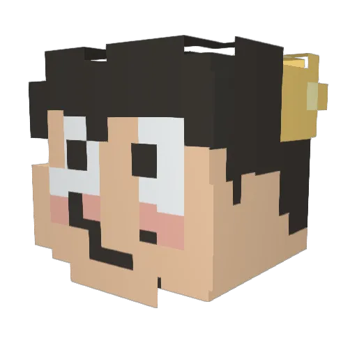 Cheesiblock Minecraft avatar head, 3D render