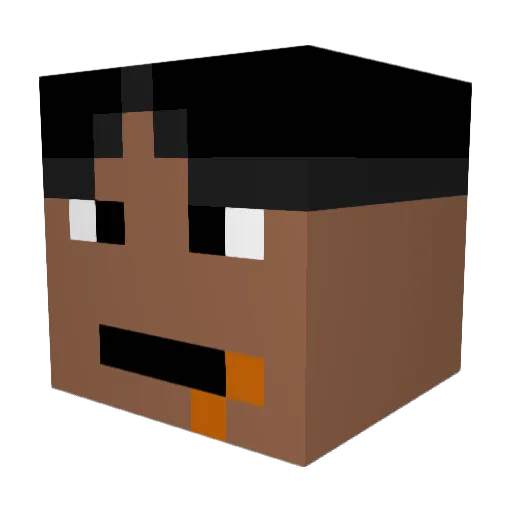 ChickenAloo Minecraft avatar head, 3D render