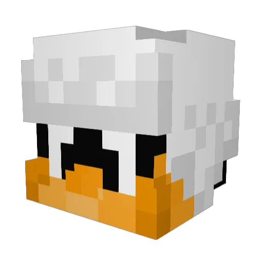 ChickenSole Minecraft avatar head, 3D render