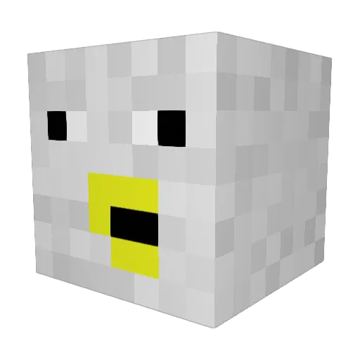 Chickywang Minecraft avatar head, 3D render