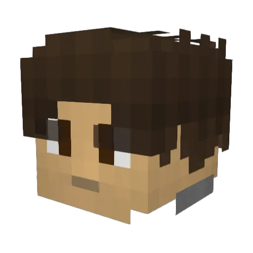 Chikiii Minecraft avatar head, 3D render