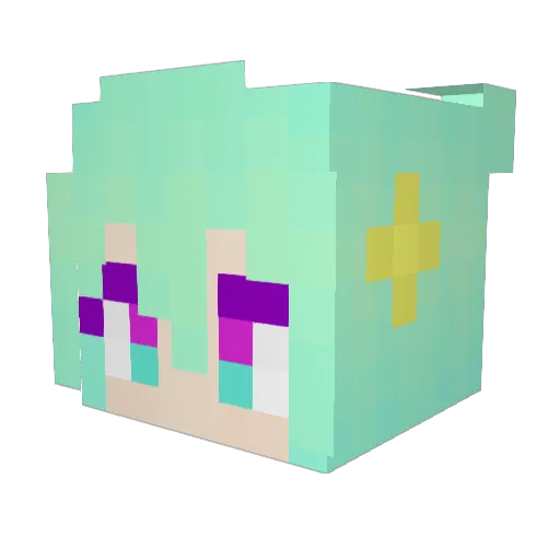Chikyugai Minecraft avatar head, 3D render