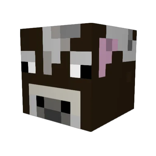 Chilicow Minecraft avatar head, 3D render