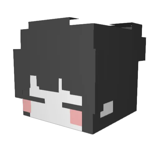 Chinesa Minecraft avatar head, 3D render