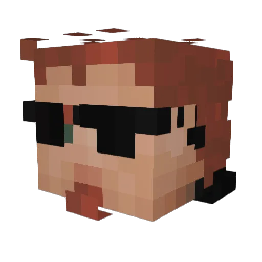 Chineserick Minecraft avatar head, 3D render