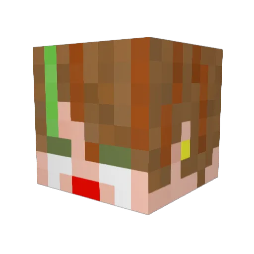 Chinmashi Minecraft avatar head, 3D render