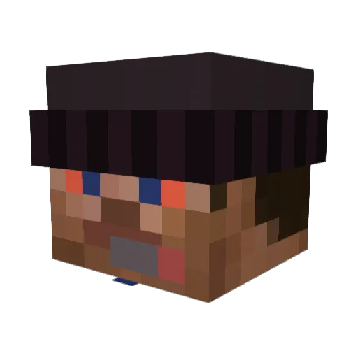 Chinsoku Minecraft avatar head, 3D render