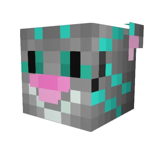 Chiuuuh Minecraft avatar head, 3D render