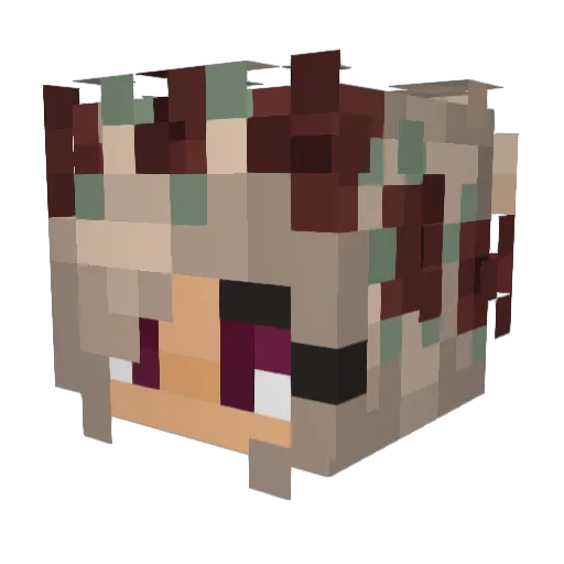 Chrltt Minecraft avatar head, 3D render