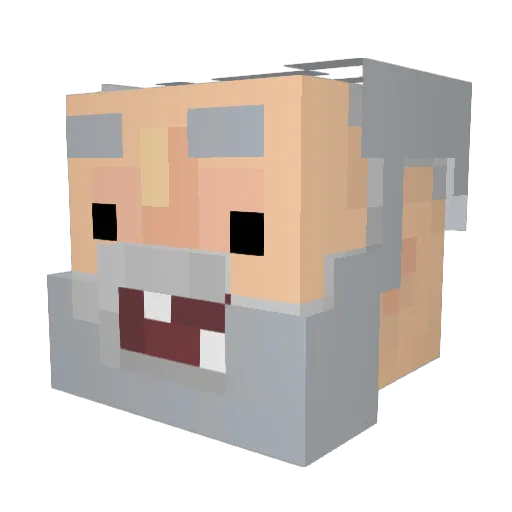 Chroll0 Minecraft avatar head, 3D render